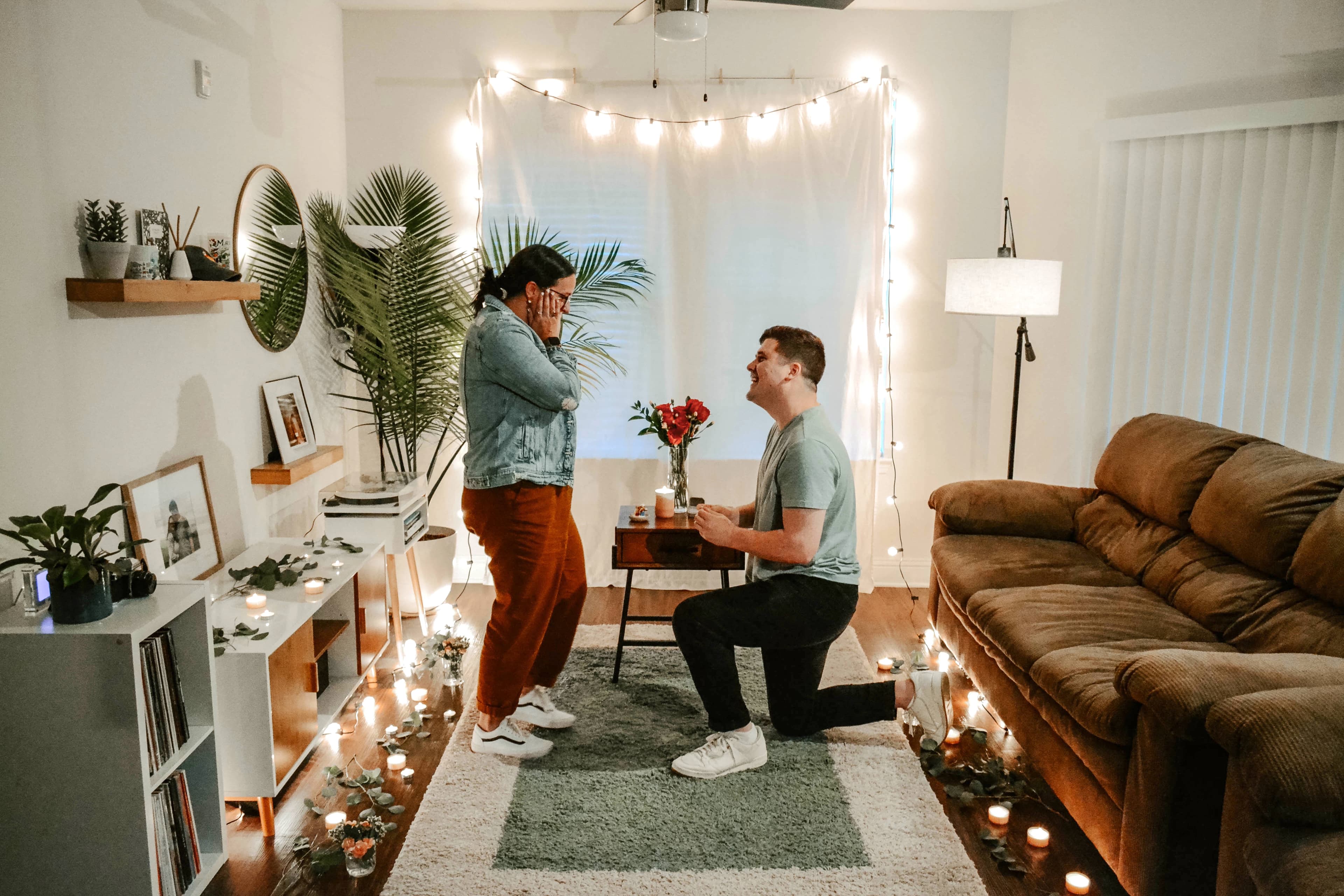 Nick proposing to Brooke in his living room